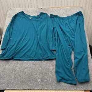 Cozy Pajama 2 Piece Set Womens 4X Plus Lagenlook Grandmacore Lounge Sleepwear